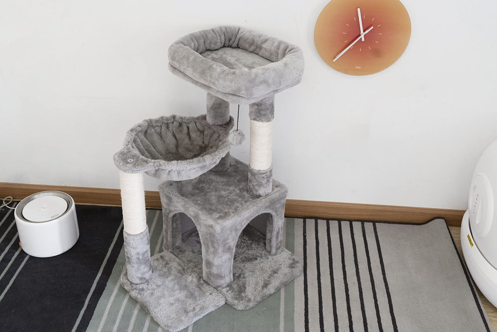 Pesofer cat tree plush fabric adds soft texture and premium look