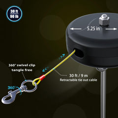 Pestairs retractable dog lead reel with 360 clip enabling flexible direction changes.