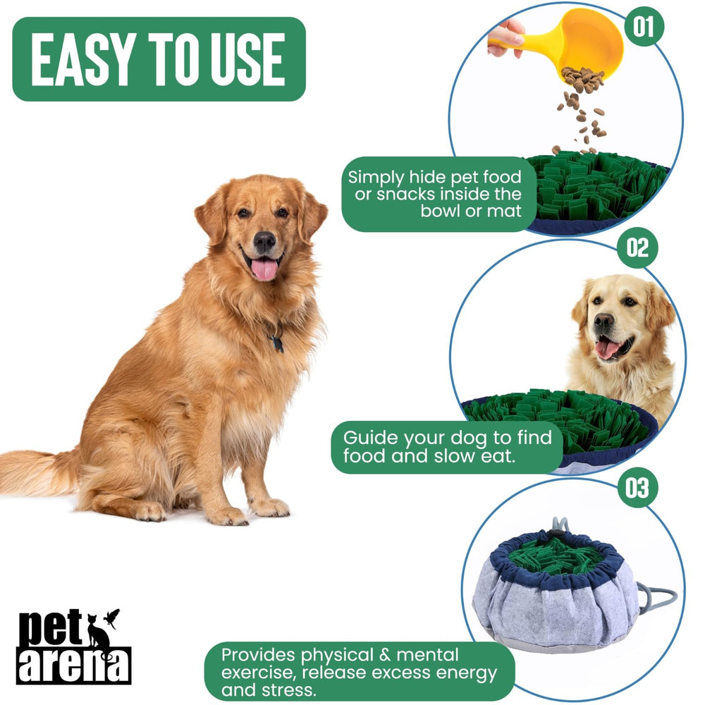 PET ARENA snuffle mat adjustable belt shown enabling size adjustment for different dogs