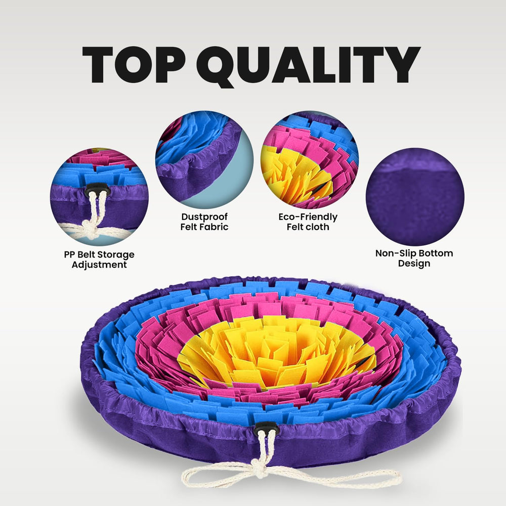 PET ARENA Snuffle Mat features a non-slip base to stay put during sniffing.