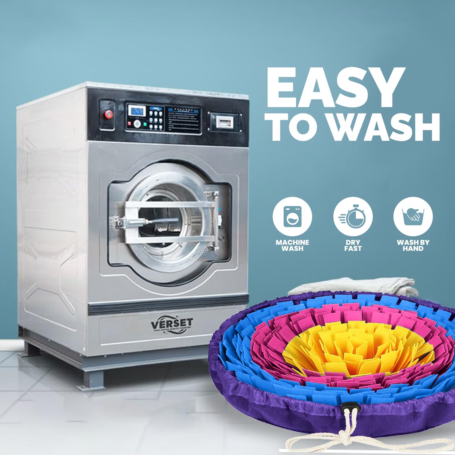 PET ARENA Snuffle Mat uses washable fleece for easy cleaning after sniffing.