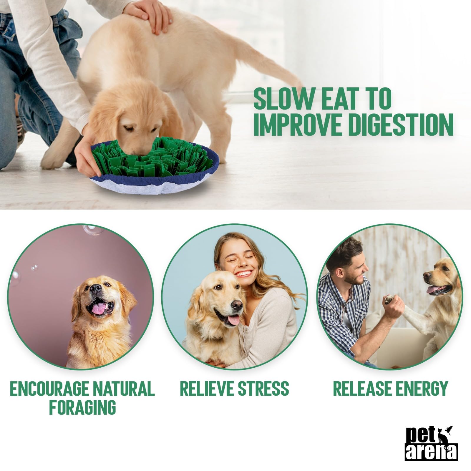 PET ARENA washable snuffle mat ensures easy cleaning after playful sessions