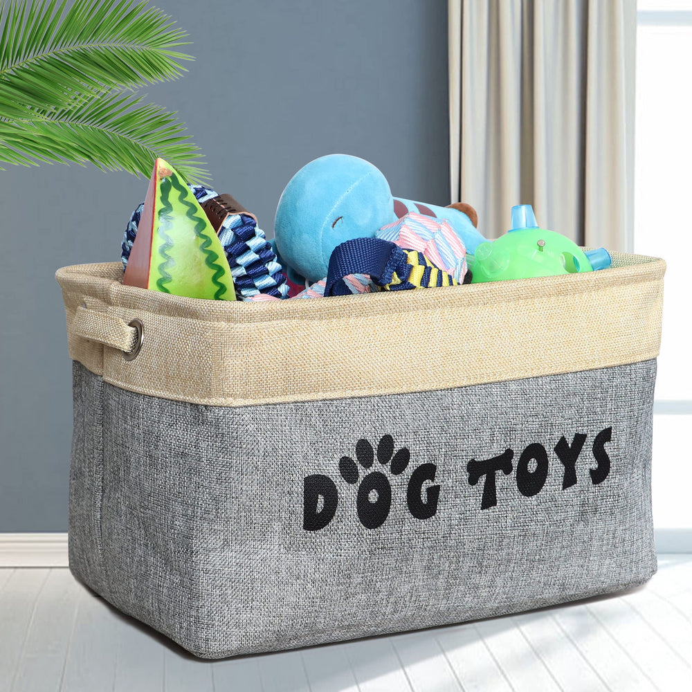 PET ARTIST collapsible toy bin folded for compact storage in a closet