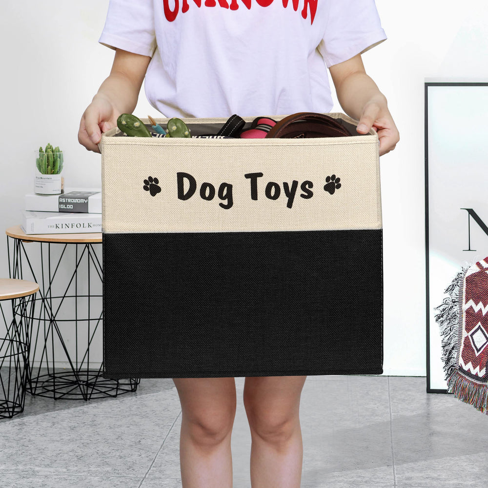 PET ARTIST dog toy bin with two handles for easy carrying