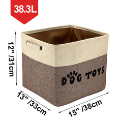 PET ARTIST large dog toy basket in room with toys and blankets