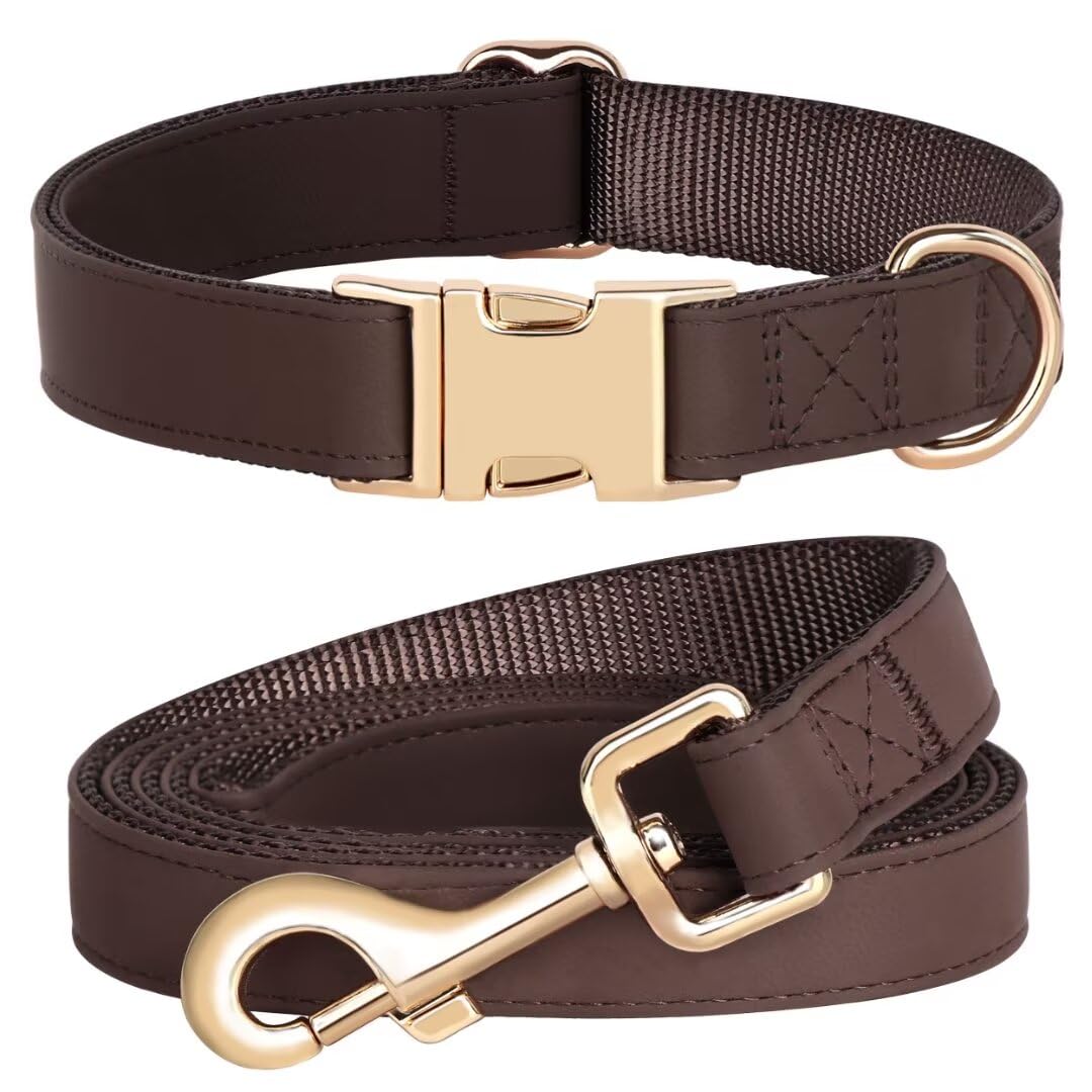 Pet Artist Soft PU Leather Collar closeup shows comfortable daily-walk wear.