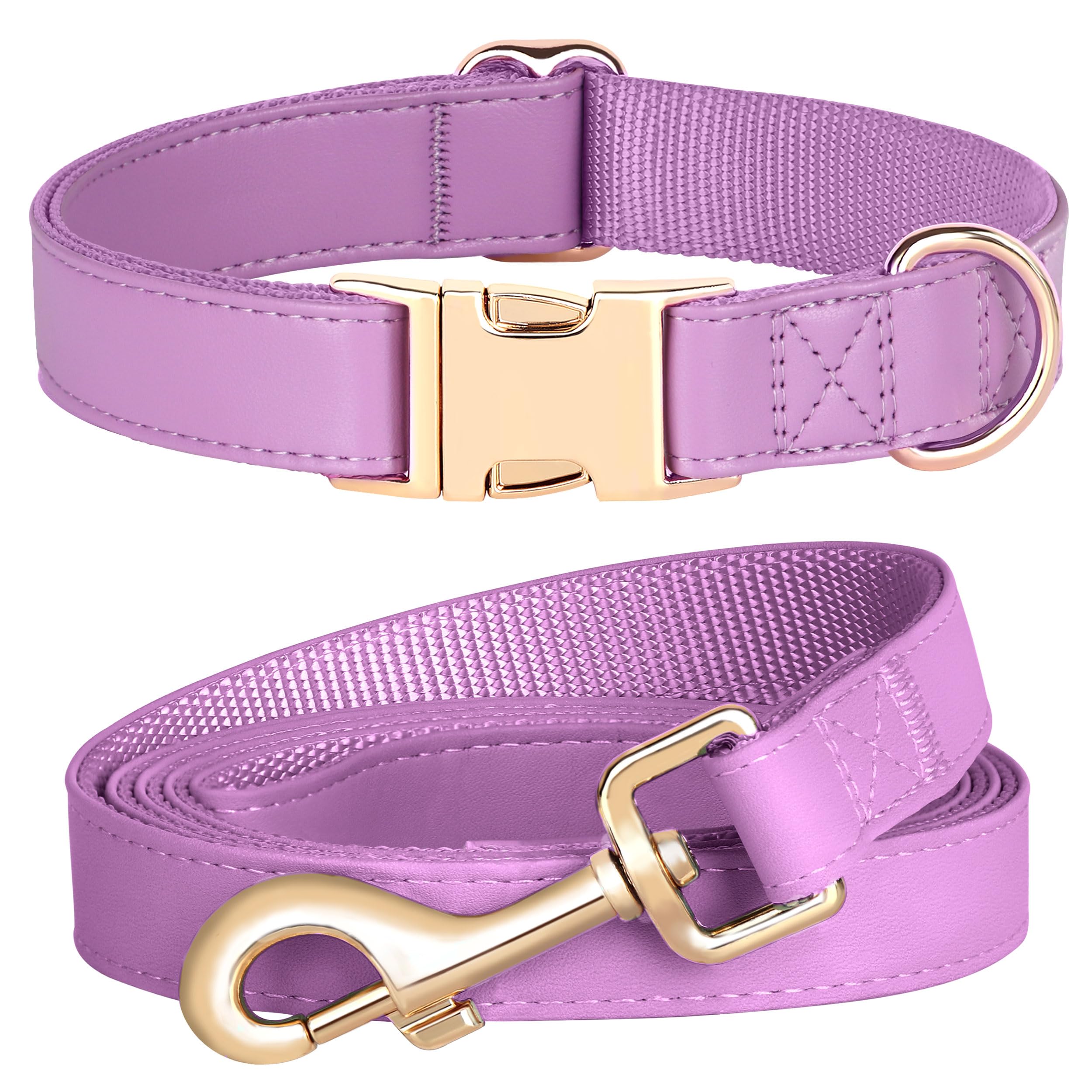 PET ARTIST soft PU leather dog collar in purple offers a soft feel and durable wear.