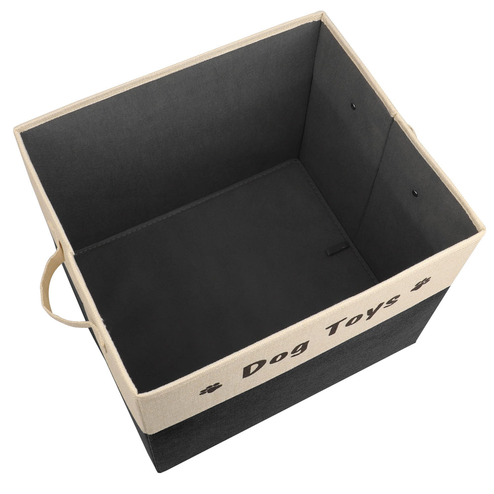 PET ARTIST toy bin placed in living room beside pet bed