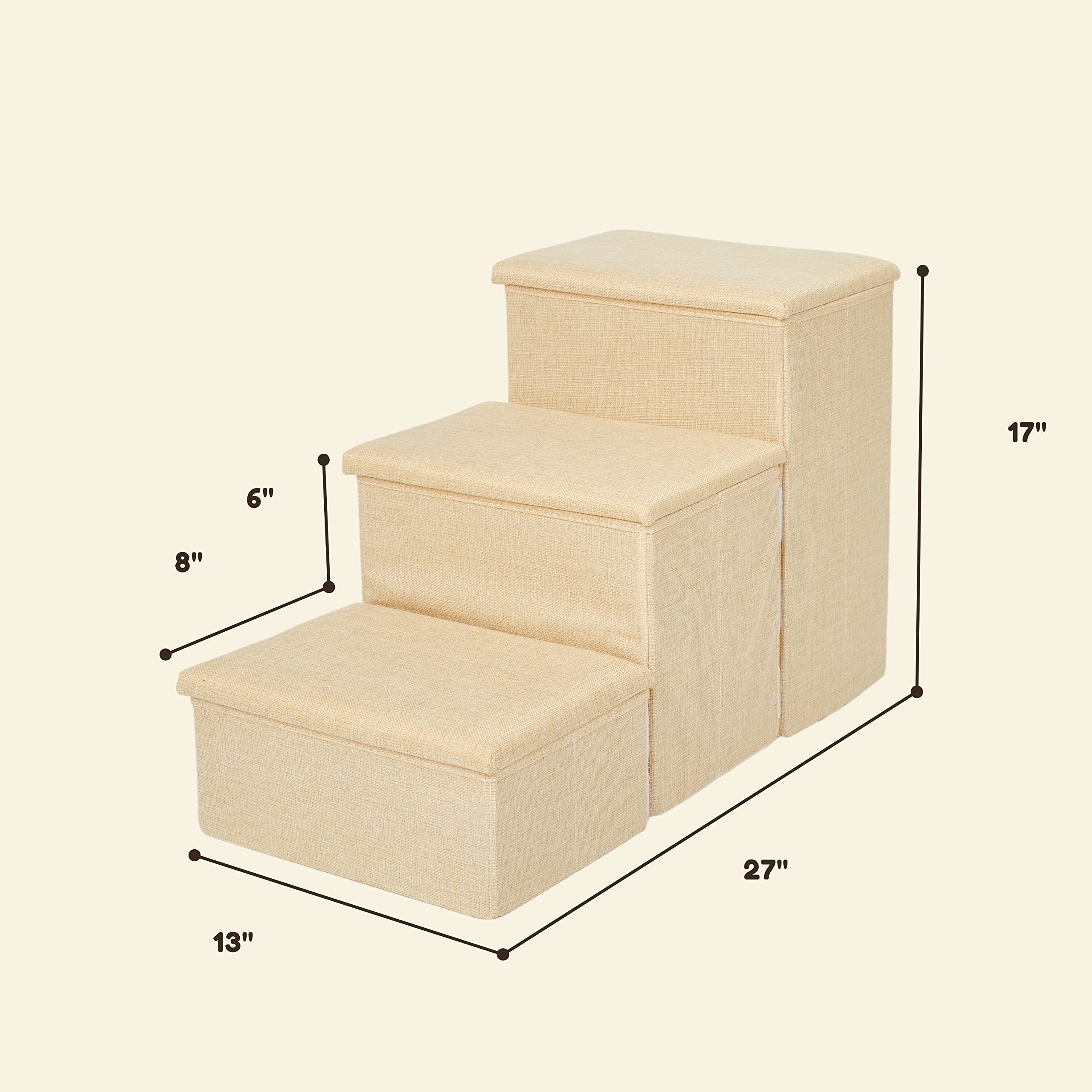 PET AWESOME Dog Stairs adjustable-velcro, easy height customization for two or three steps.