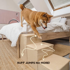 PET AWESOME Dog Stairs collapsible-base-plate-removed, folds flat for under-couch storage.
