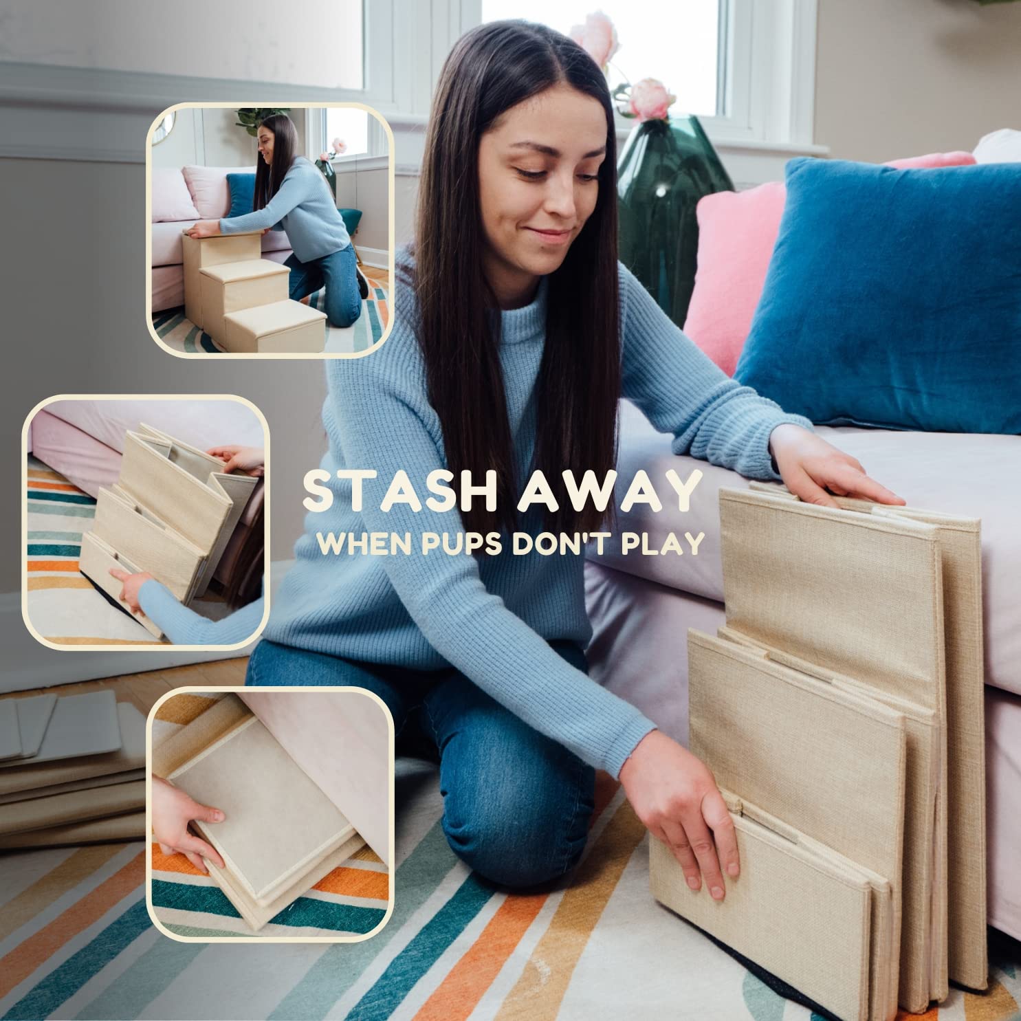 PET AWESOME Dog Stairs small-to-medium dog use, improves couch access for pets.
