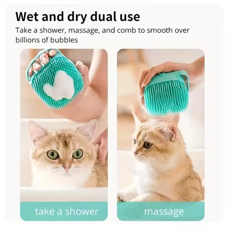 Pet Bath Massage Brush all-in-one grooming tool streamlines routine cleansing