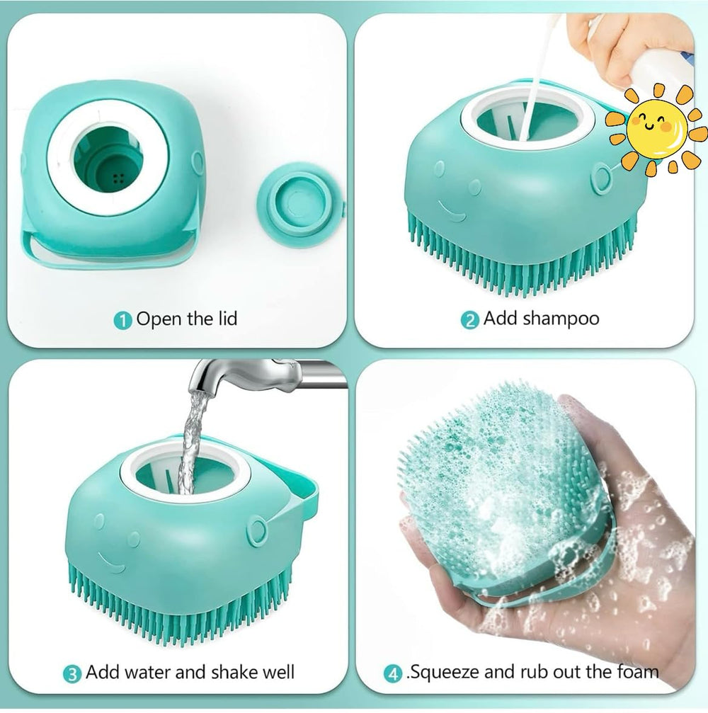 Pet Bath Massage Brush ergonomic non-slip grip for comfortable bathing on wet fur