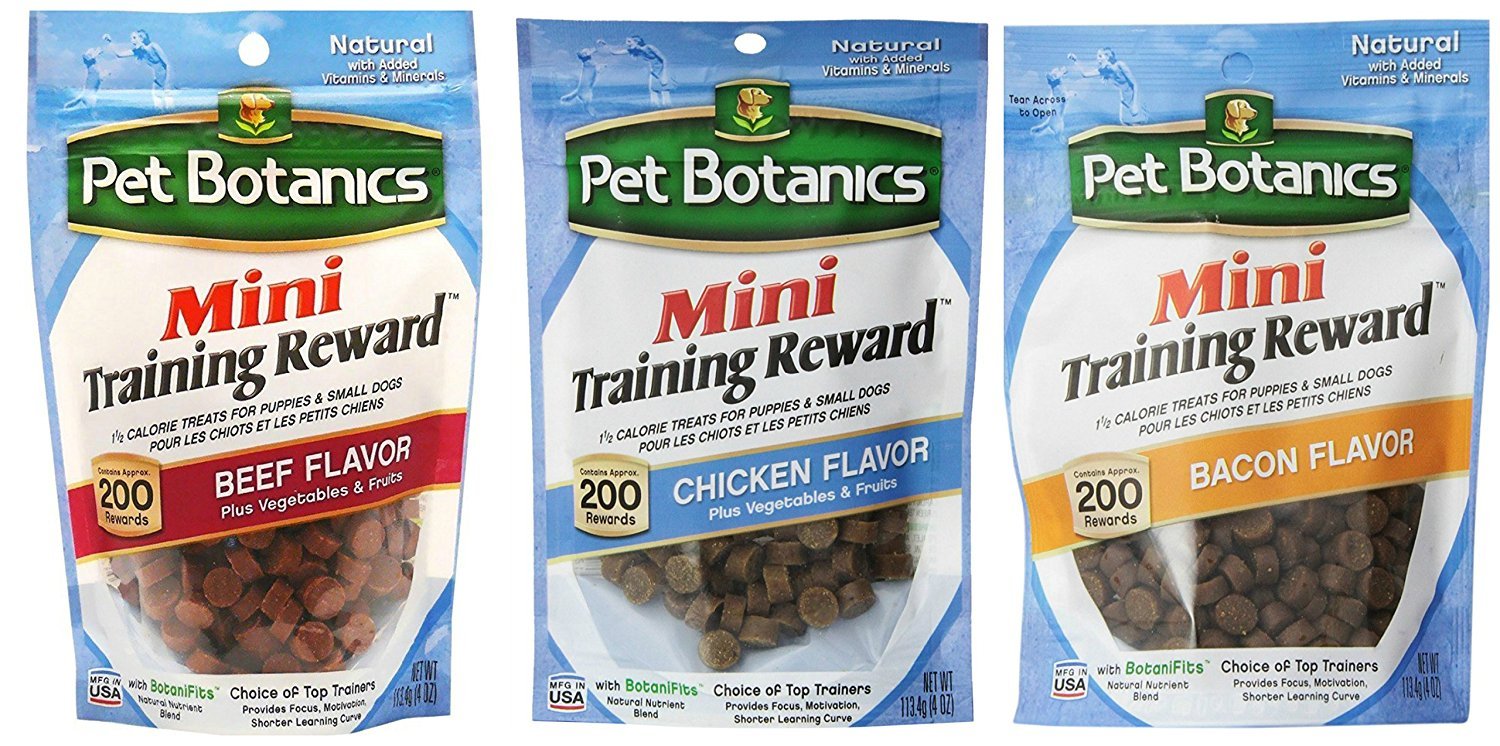 Pet Botanics mini training rewards beef treats for focused training sessions