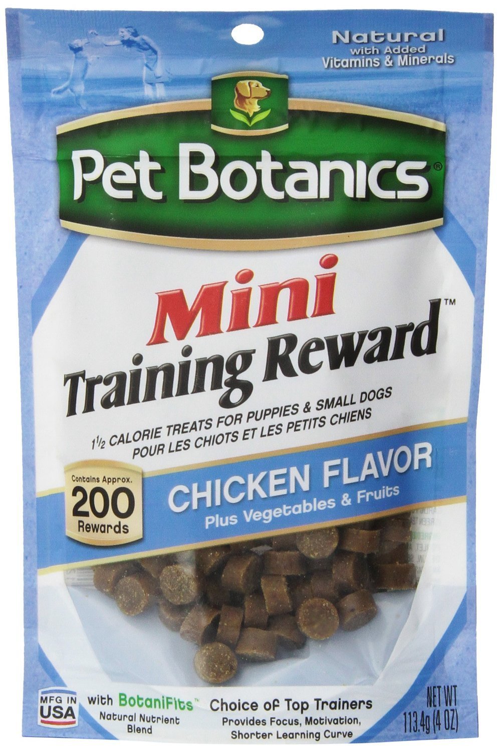 Pet Botanics mini training rewards in-use during dog training sessions