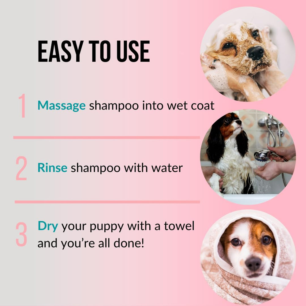 PET CARE Sciences tearless puppy shampoo ingredients coconut and oatmeal provide soothing nourishment.