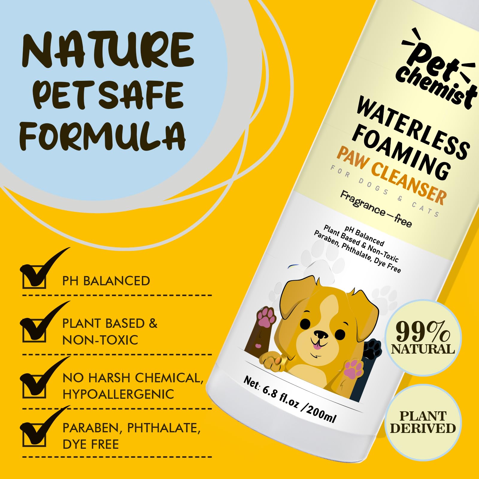 Pet Chemist compact travel-size paw cleaner illustrates portable solution for on-the-go cleanup.