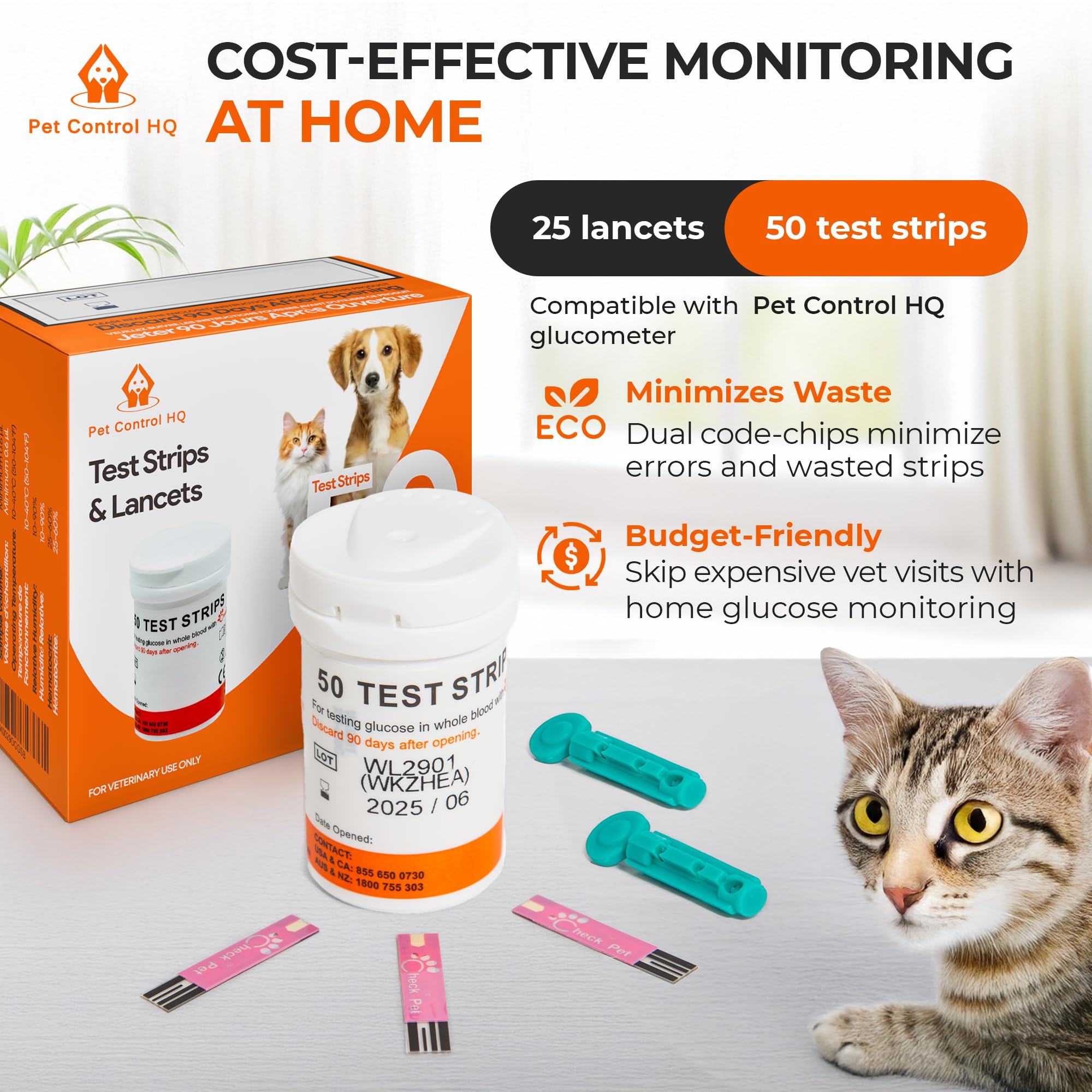 Pet Control HQ bundled strips and lancets offer cost-effective testing