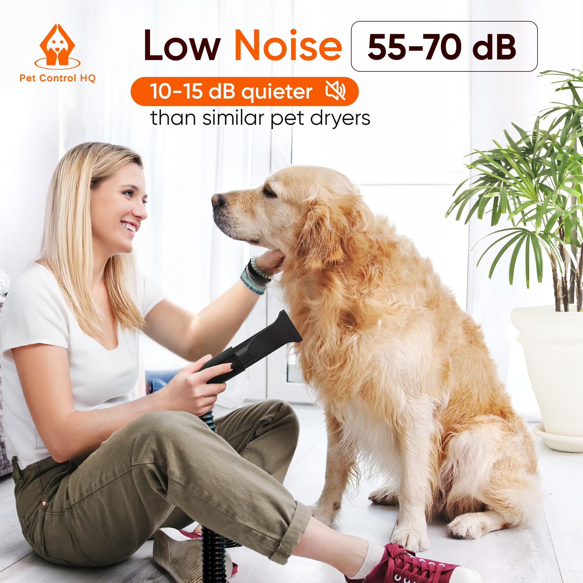Pet Control HQ high-velocity dryer heat control highlights adjustable temperature for coat customization