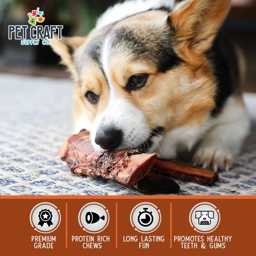 Pet Craft Supply buffalo rib bones long-lasting chew closeup, great for aggressive chewers.