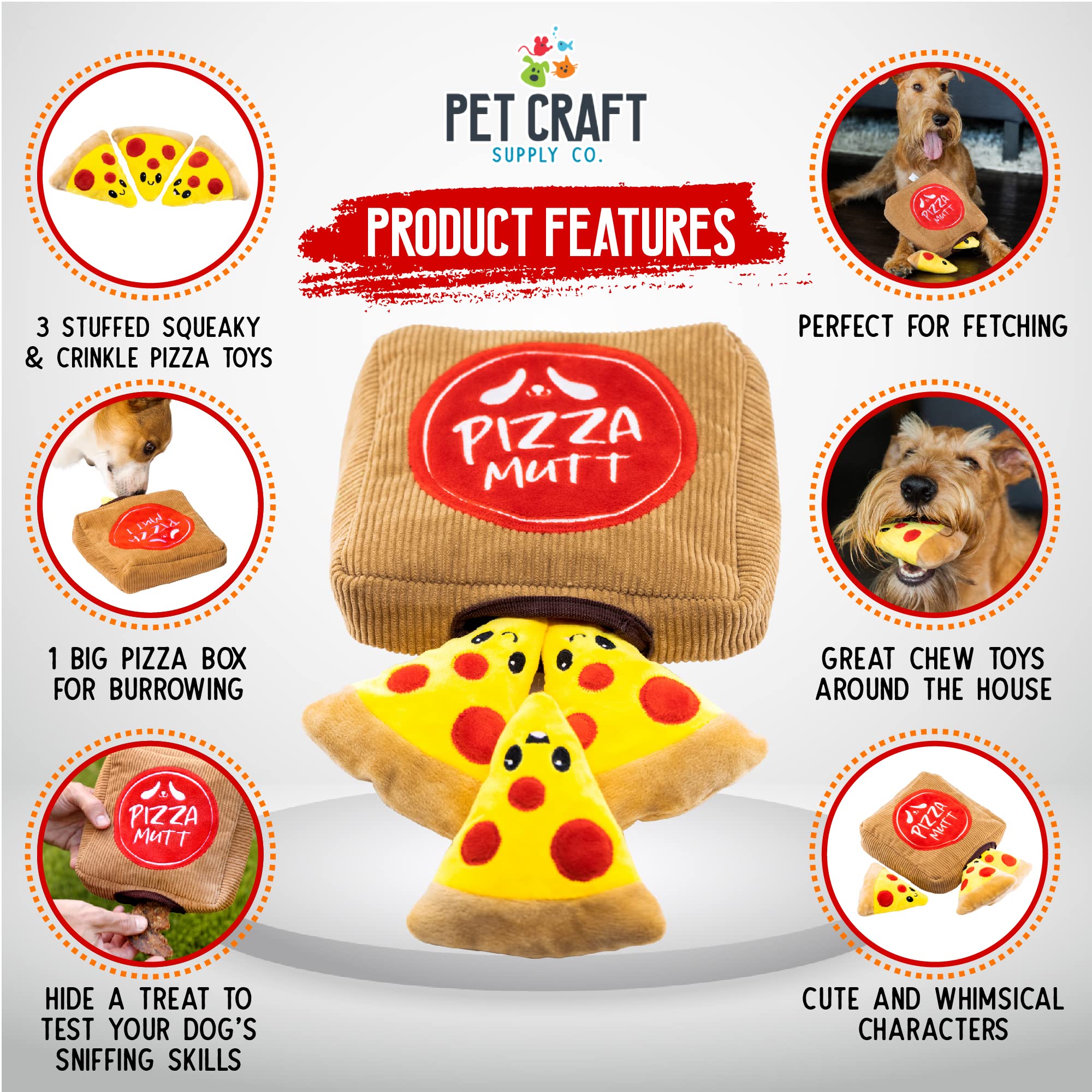 Pet Craft Supply Hide and Seek 4in pizza slices encourage digging and scent work.