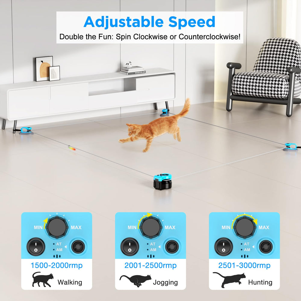 Pet Deluxe auto-mode cat toy demonstrates continuous chase, inspiring indoor exercise.
