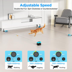 Pet Deluxe auto-mode cat toy demonstrates continuous chase, inspiring indoor exercise.