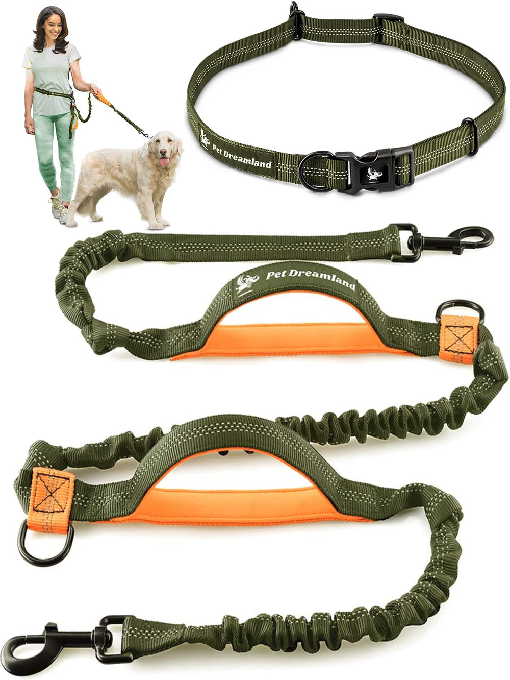 Pet Dreamland Exquisite Hands Free Leash for large dogs dual soft handles for comfortable control