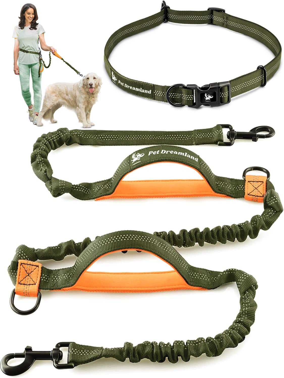 Pet Dreamland Exquisite Hands Free Leash for large dogs dual soft handles for comfortable control