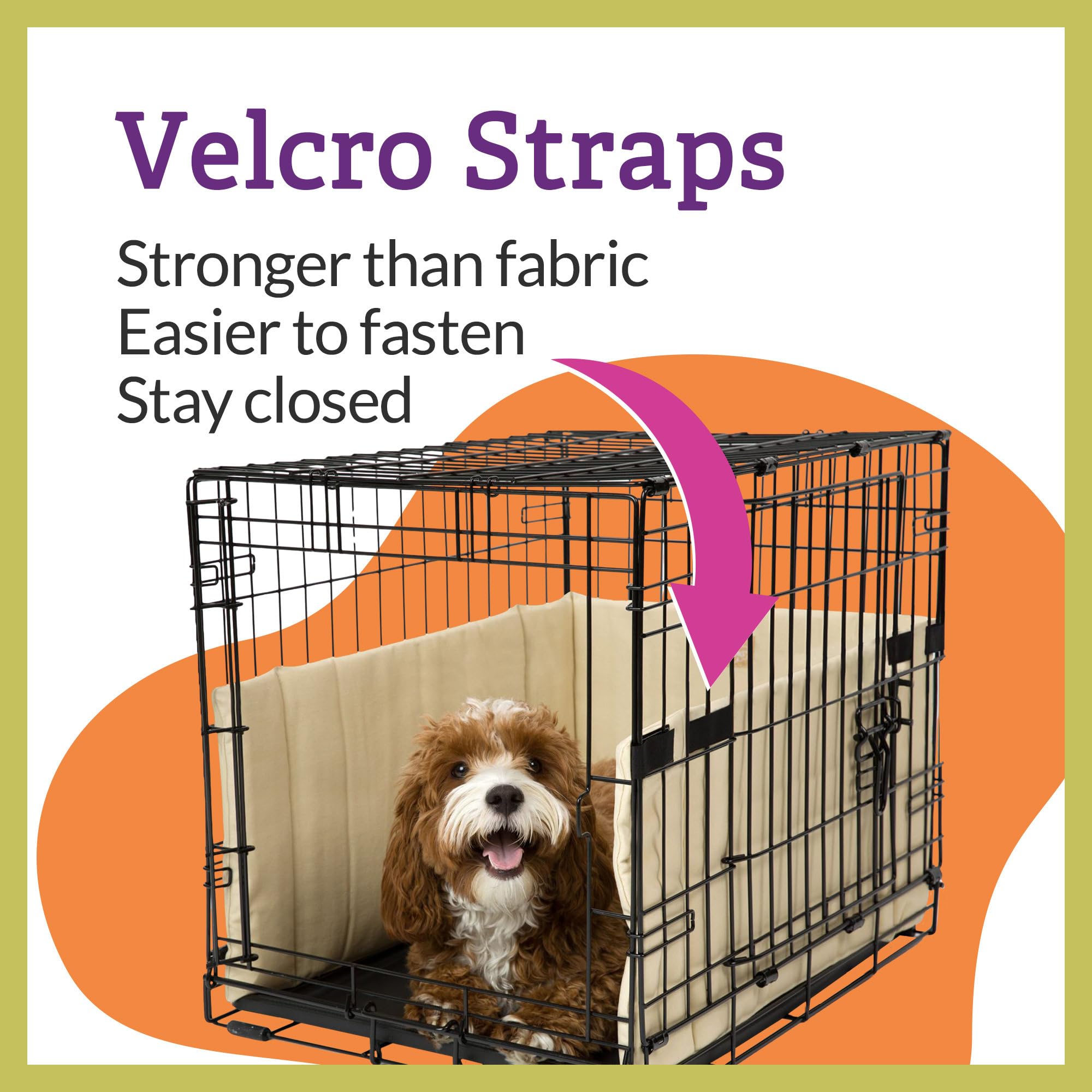 Pet Dreams crate bumper inside view in grey demonstrates cushioned barrier for crate safety.