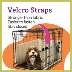 Pet Dreams crate bumper inside view in grey demonstrates cushioned barrier for crate safety.