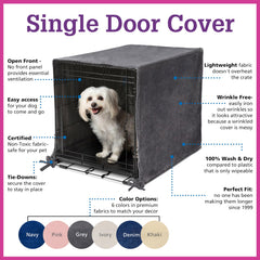 Pet Dreams plush white crate cover adds soft texture for crate time.