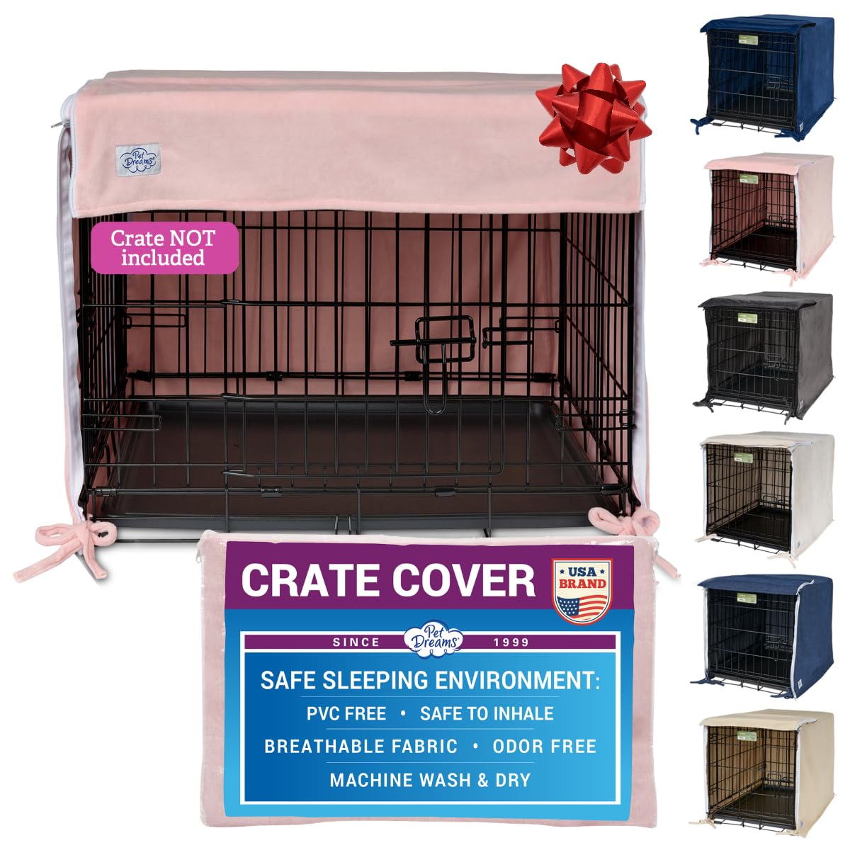 Pet Dreams dog crate cover ventilation pink 18in XS improves airflow for comfy crates