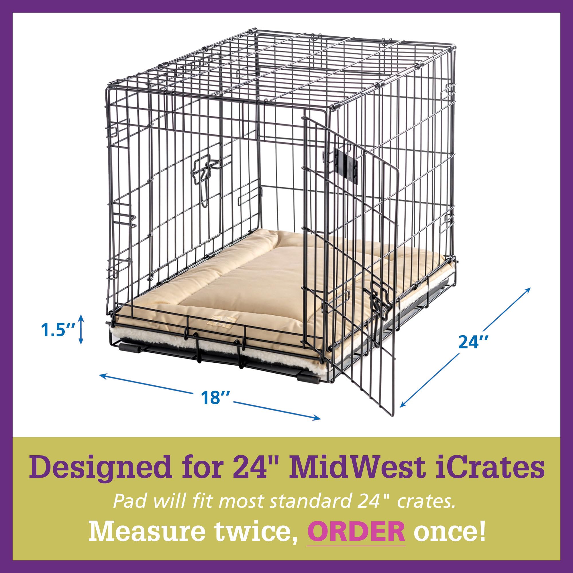 Pet Dreams dog crate pad no-dots bottom helps keep the pad in place in crates.