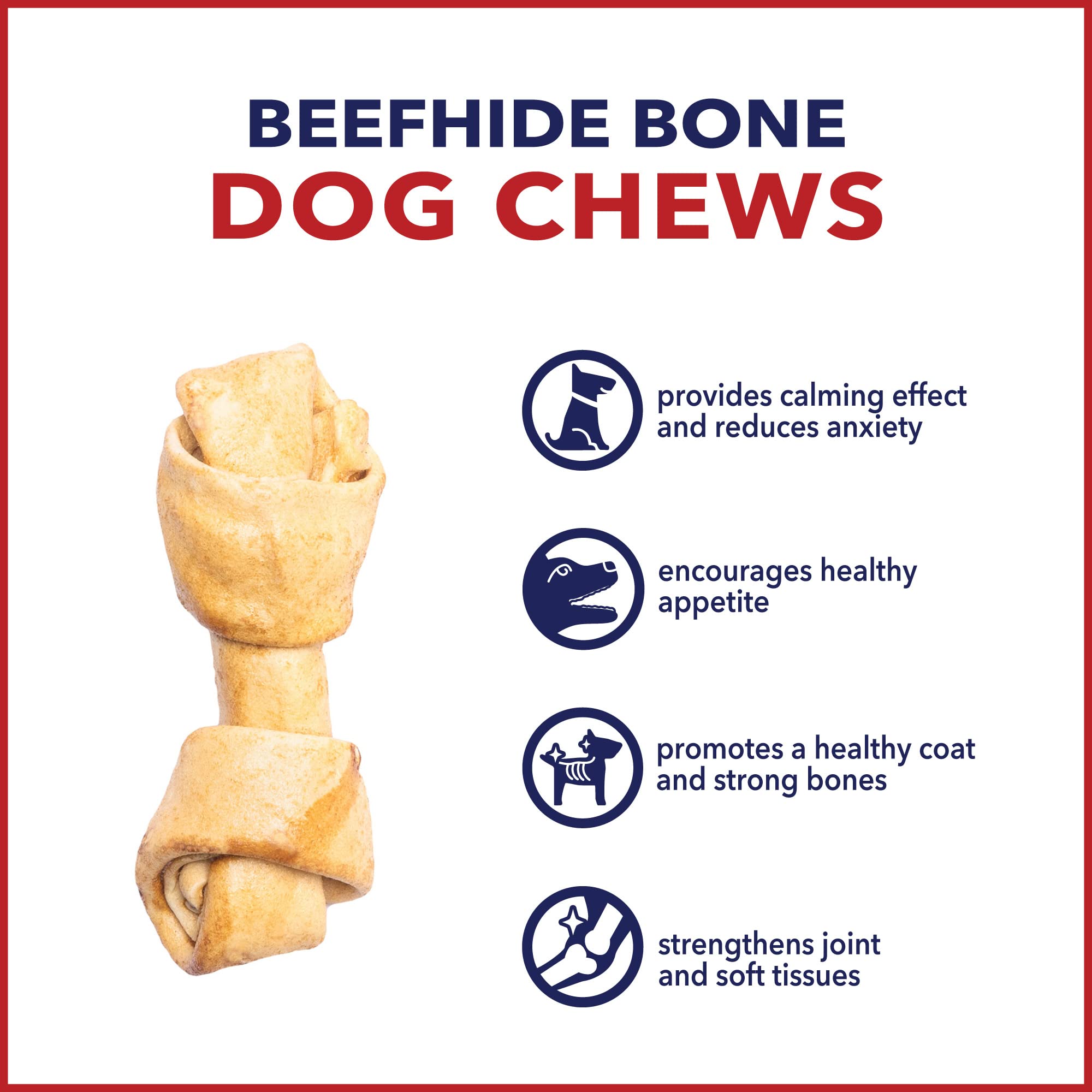Pet Factory American Beefhide bone length 4-5 inch for extended chew time