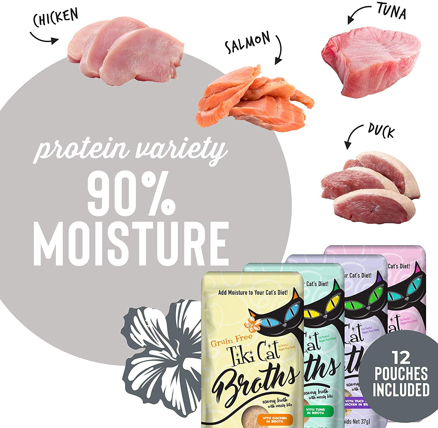 Pet Faves Savory Broth flavors include beef, chicken, duck and tuna options.