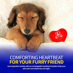 Pet Fit For Life red heartbeat toy resting in a pet bed at night.