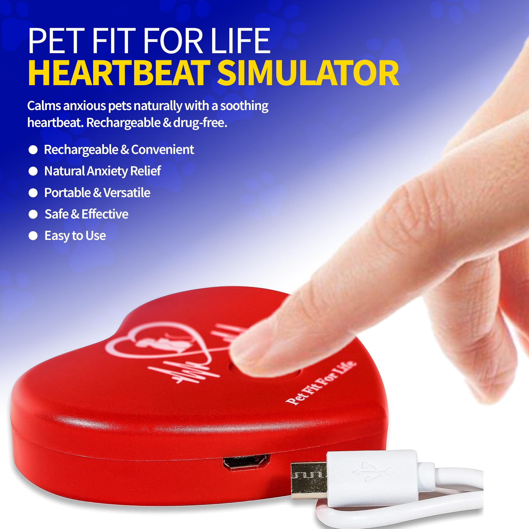 Pet Fit For Life heartbeat toy on puppy pillow for soothing separation moments.