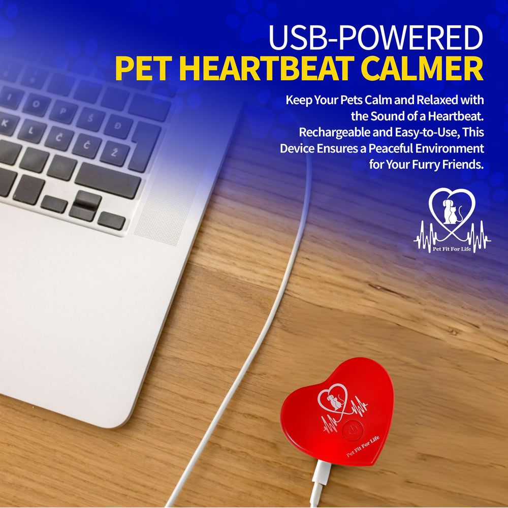 Pet Fit For Life heartbeat toy with USB cable for easy rechargeable use.