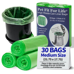 Pet Fit For Life wastebasket liner roll showing leak-proof design for mess-free disposal