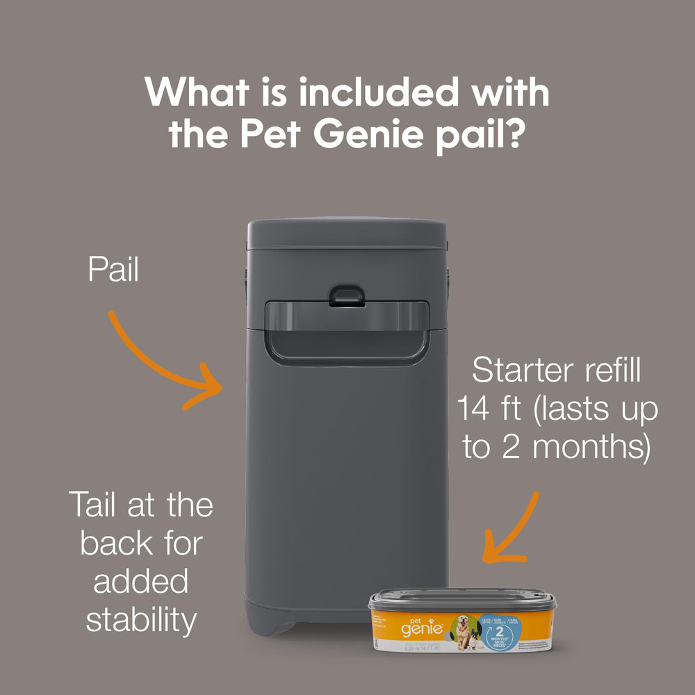 Pet Genie Pail durable-plastic design supports rugged outdoor use.