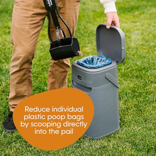 Pet Genie Pail easy-scooping reduces plastic bag use while keeping cleanup simple.