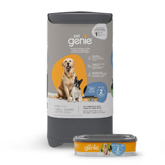 Pet Genie Pail outdoor-use demonstrates odor lock for cleaner yard waste pickup.