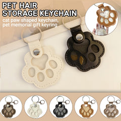 Pet hair fillable keychain cat paw leather compact design keeps memories close.