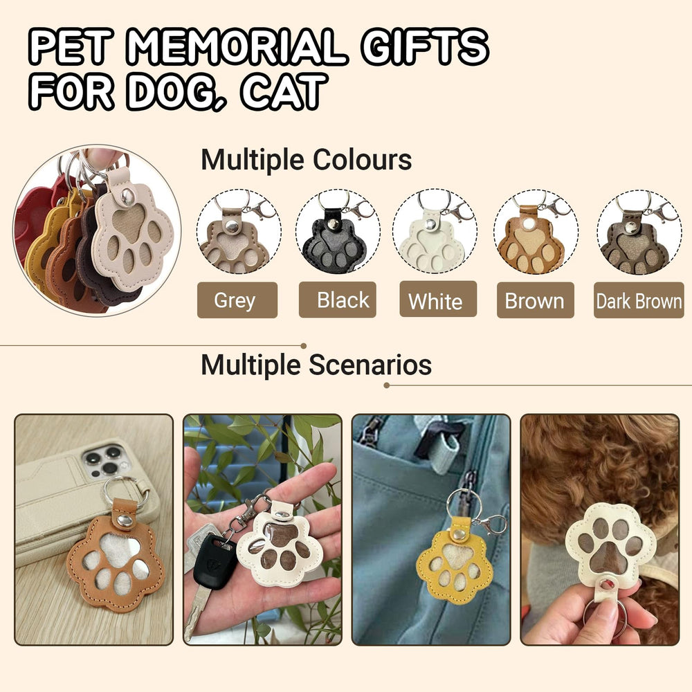 Pet hair fillable keychain packaging 3 pcs shows complete set for gifting.