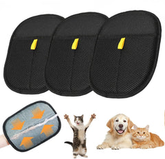 3pcs Pet Hair Removal Glove usage on cats and dogs enables quick grooming.