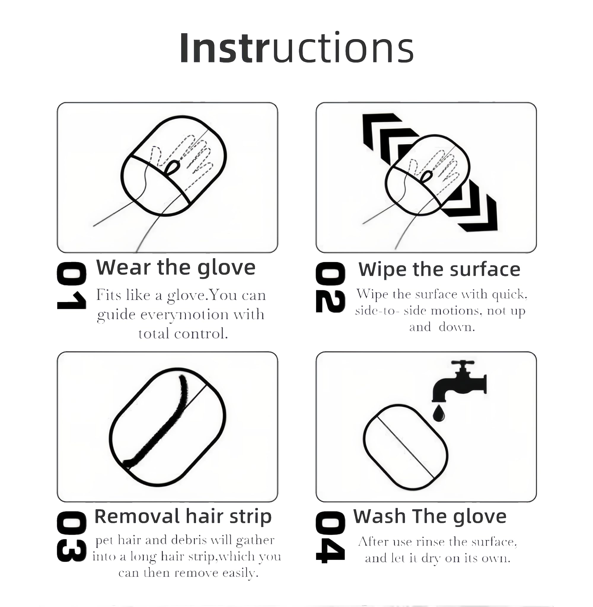 Pet Hair Removal Glove durable stitching closeup