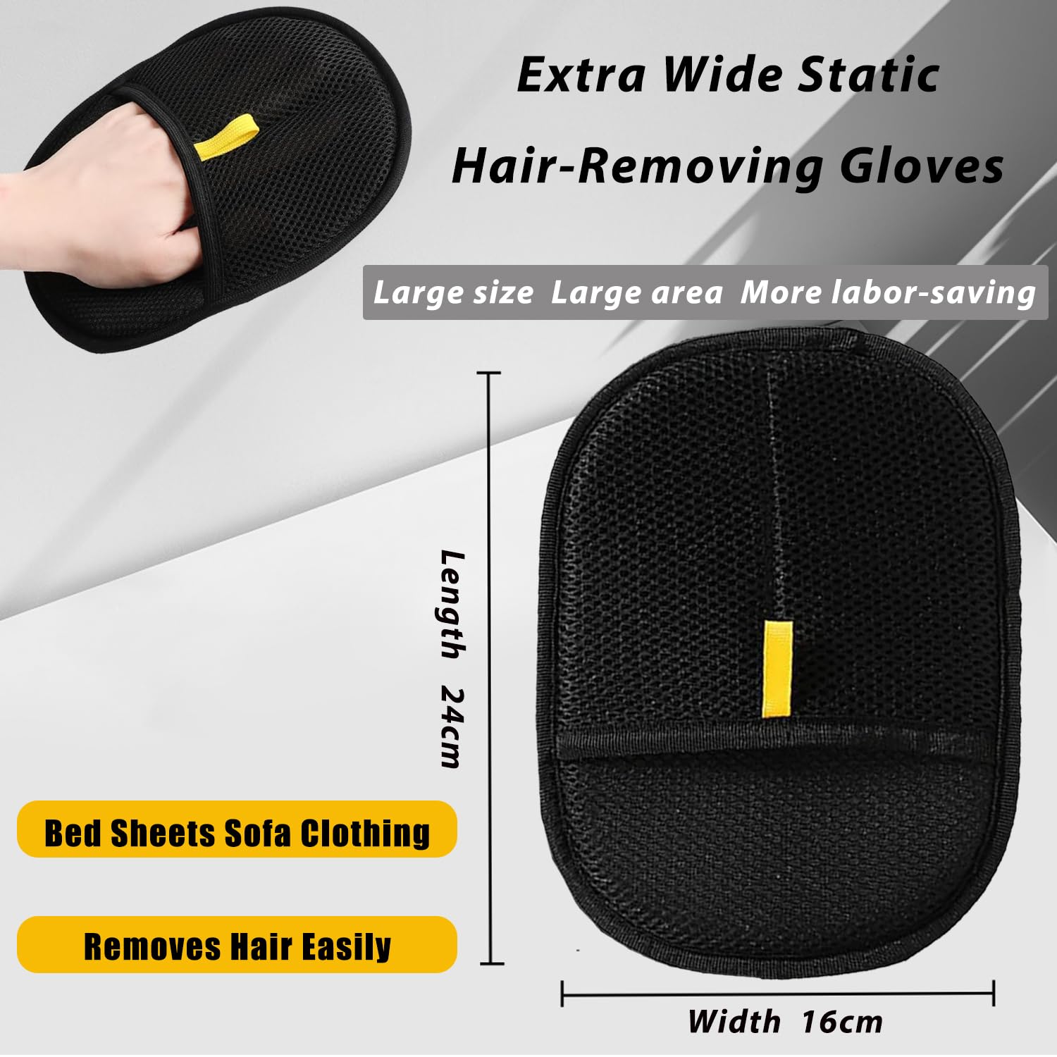 Pet Hair Removal Glove two-pack stacked highlights value and eco-friendly reuse.