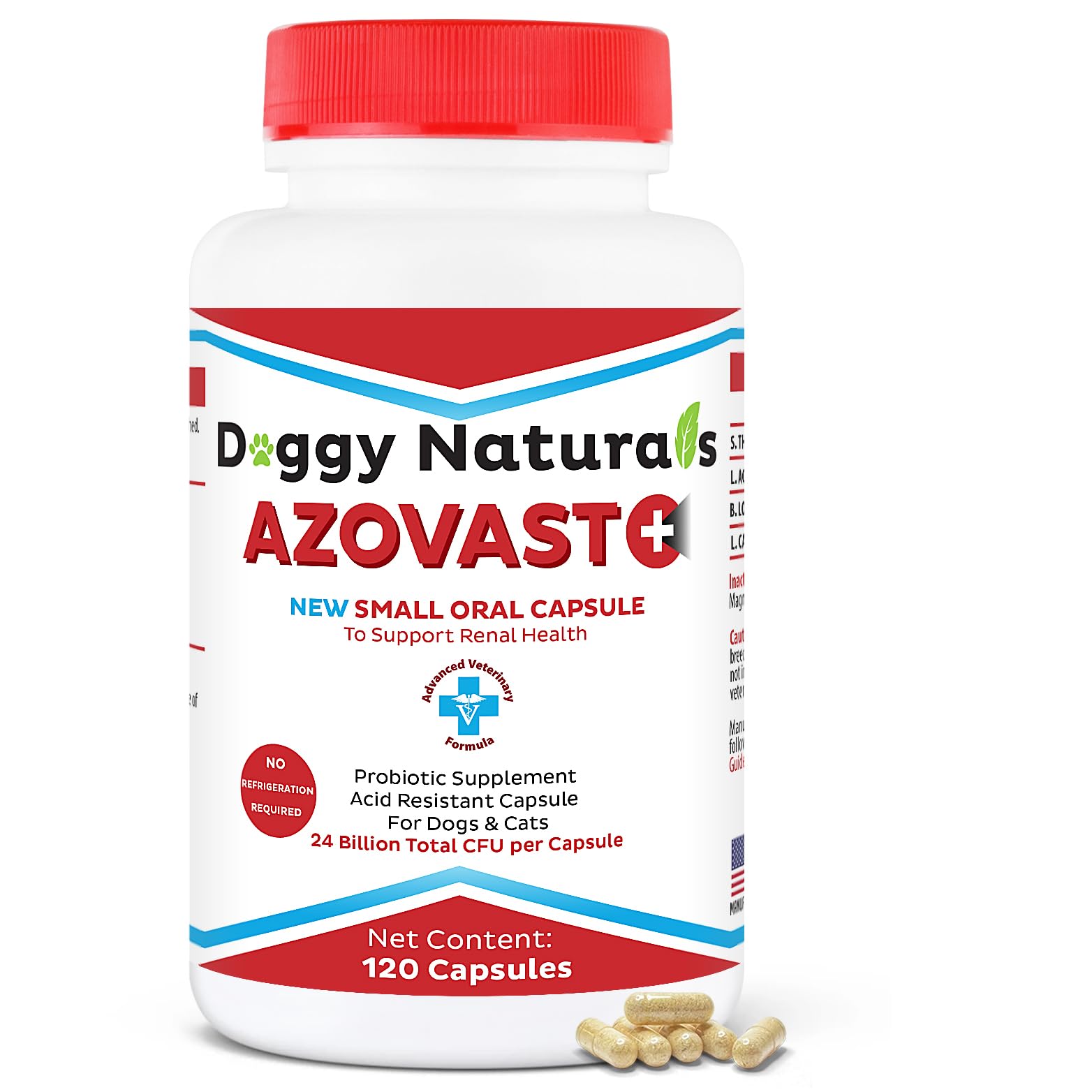 Pet Health Pharma Azovast Plus kidney health bottle improves daily kidney support for pets.