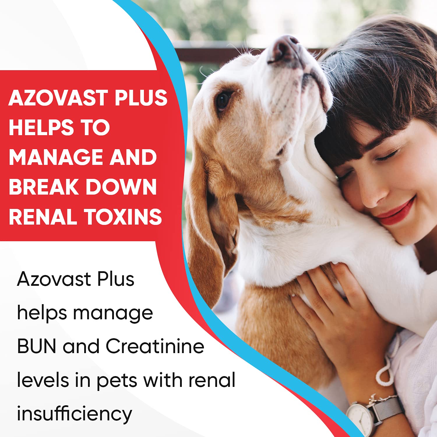 Pet Health Pharma Azovast Plus lifestyle shot showing pets resting after kidney care.